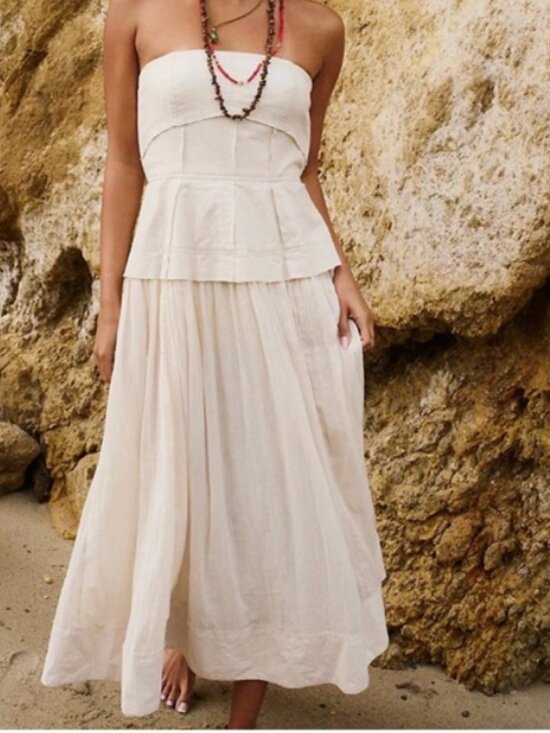 Free People Dresses & Skirts - Free People Free-Est Milan Midi Dress Ivory Strapless Corset Medium
